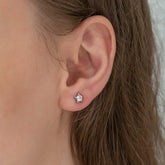 Boucles d'oreilles pour femme en argent avec pierre unique et étoile